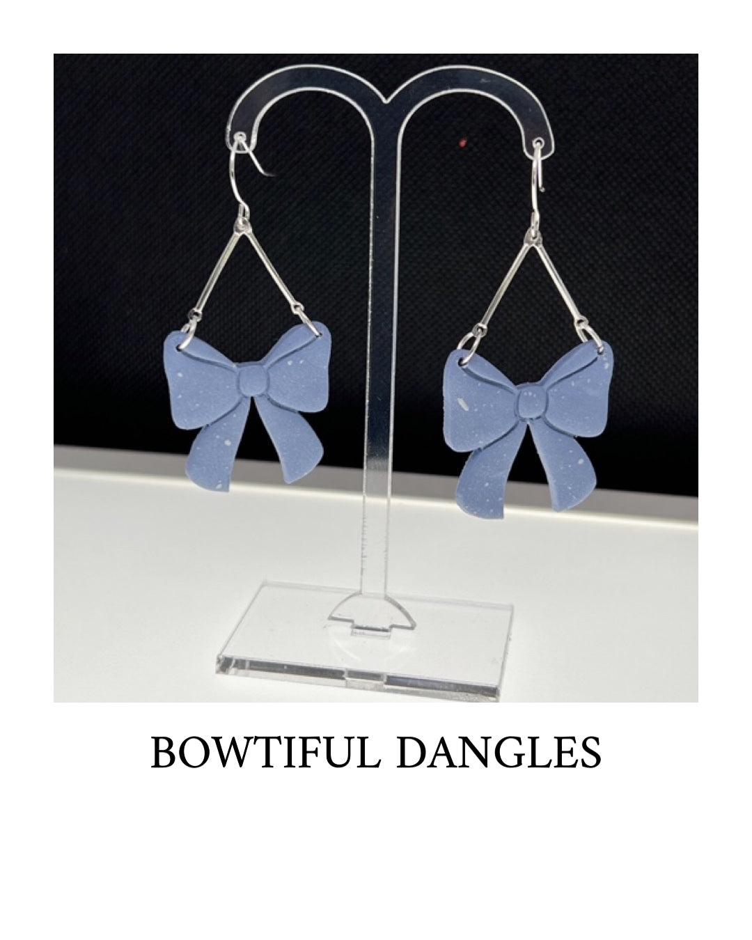 BOWTIFUL Dangles - Blue with White Specs